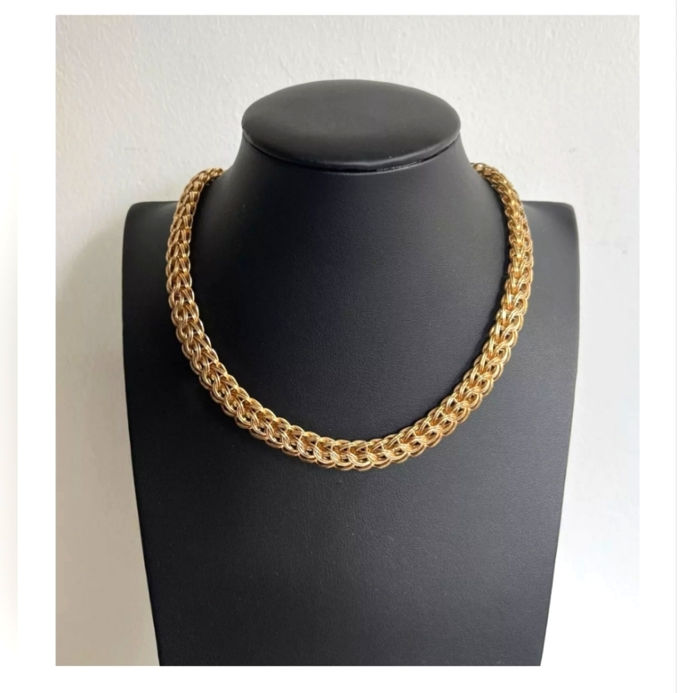 BaubleBar Brand Sugarfix gold plated braided/woven thick chain women's necklace